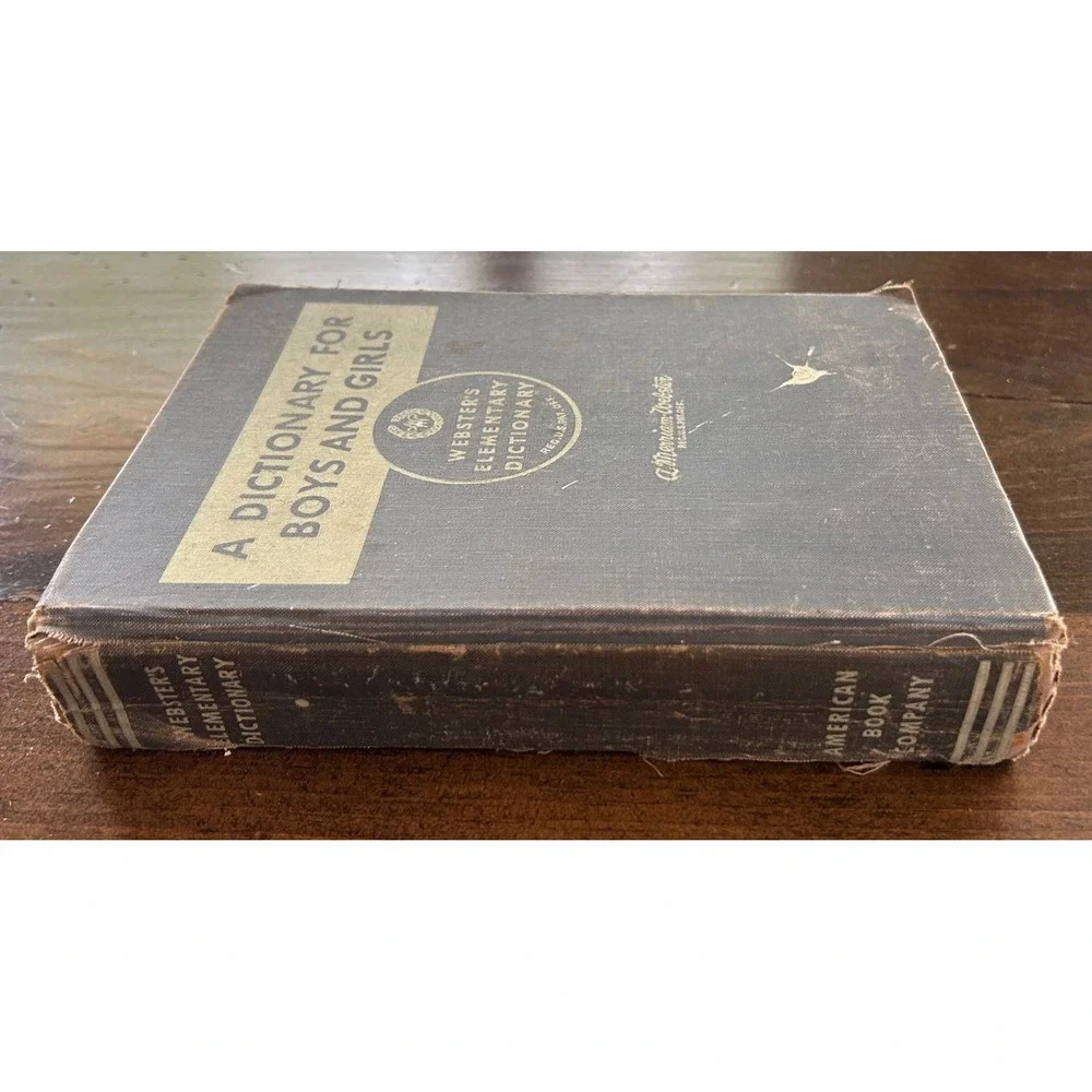 Vintage Merriam Webster Elementary Dictionary Boys & Girls 1959 Blue Illustrated